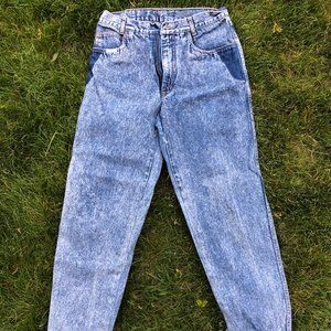 Vintage 80s Blue Acid Mom Jeans (Missing Button!)